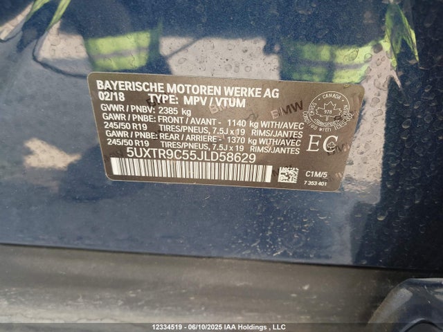 5UXTR9C55JLD58629 BMW X3