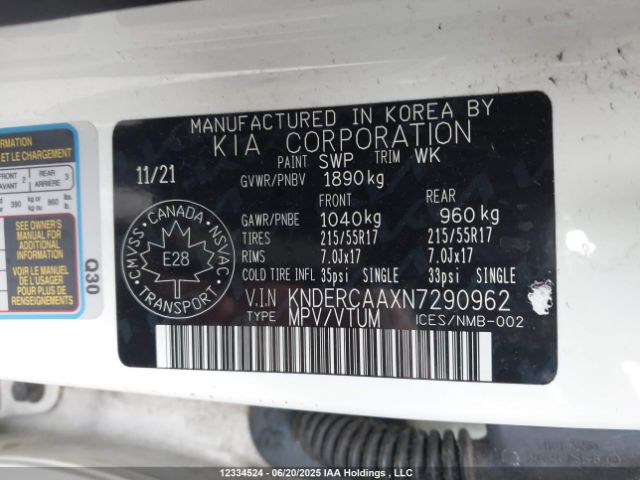 KNDERCAAXN7290962 KIA nu
