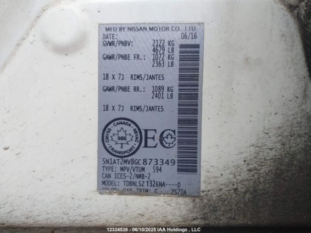 5N1AT2MV8GC873349 Nissan Rogue