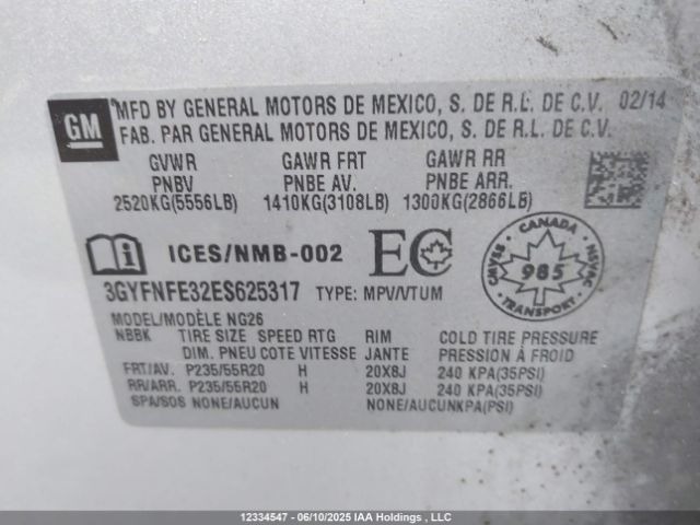 3GYFNFE32ES625317 Cadillac lfx - vvt, e85 max, aluminum