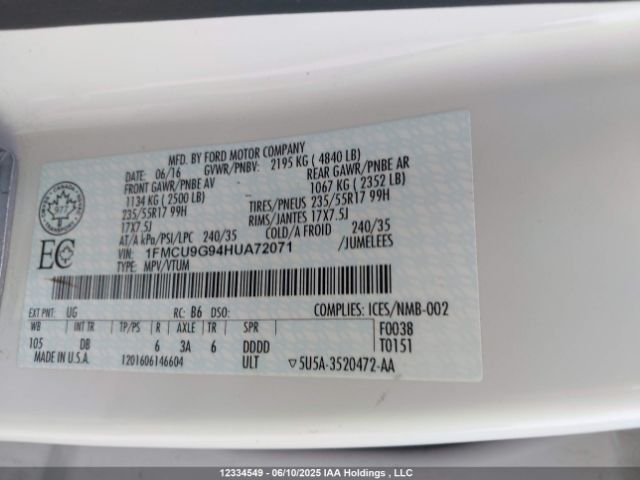 1FMCU9G94HUA72071 Ford Escape