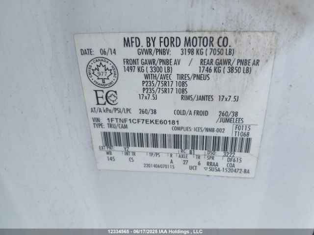 1FTNF1CF7EKE60181 Ford 2014