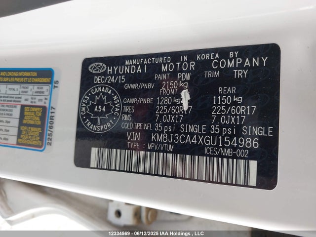 KM8J3CA4XGU154986 Hyundai Tucson