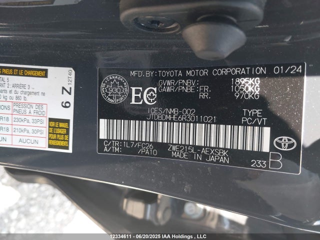 JTDBDMHE6R3011021 Toyota 2zr-fxe