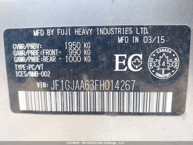 JF1GJAA63FH014267 Subaru 2.0l na