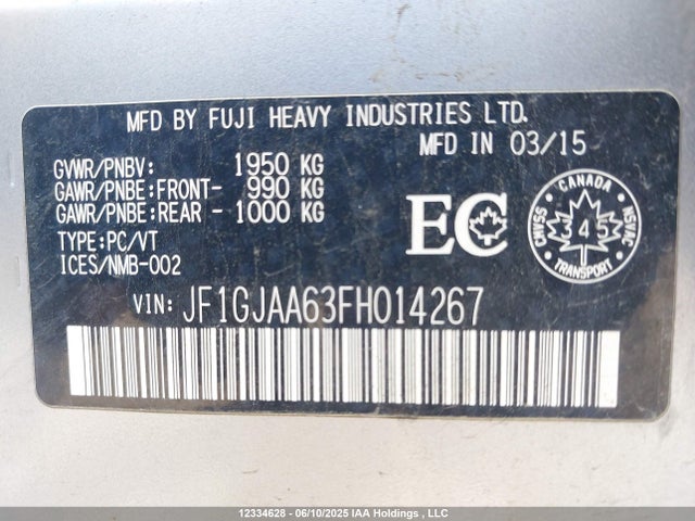 JF1GJAA63FH014267 Subaru 2.0l na