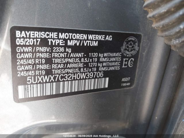 5UXWX7C32H0W39706 BMW 2017