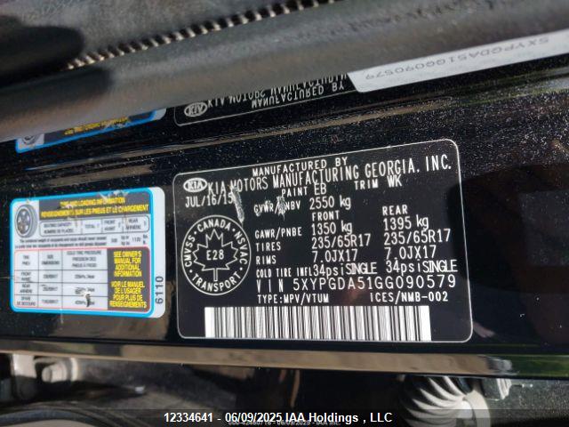 KIA dohc gdi lambda ii 2016 5XYPGDA51GG090579 Image 10
