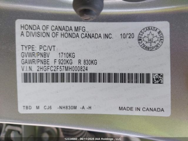 2HGFC2F57MH000824 Honda k20c2