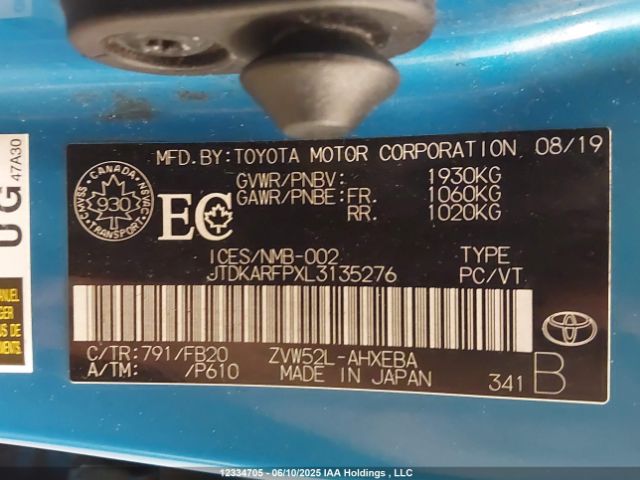 JTDKARFPXL3135276 Toyota PRIUS PRIME