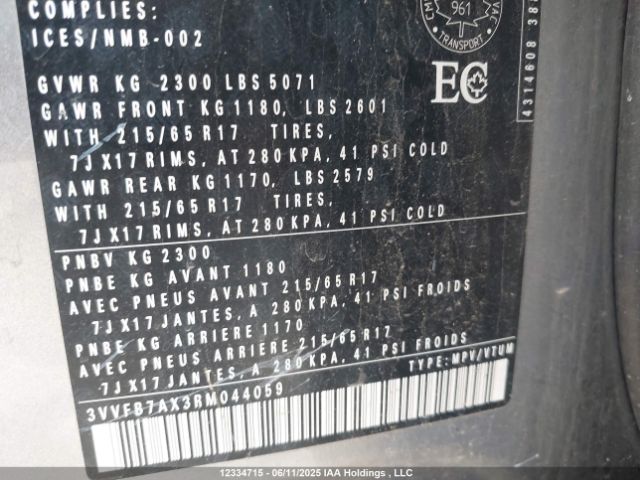 3VVFB7AX3RM044059 Volkswagen tsi