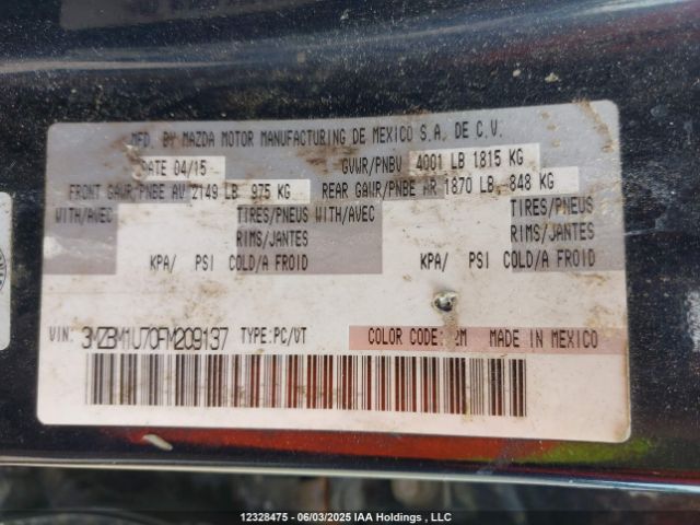 3MZBM1U70FM209137 Mazda Mazda3 Gx