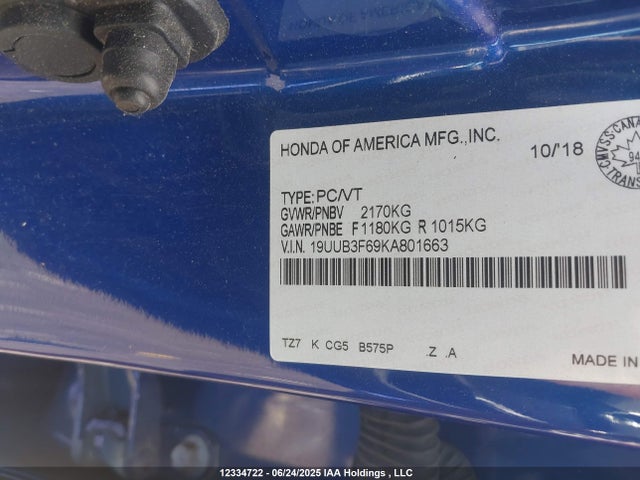 19UUB3F69KA801663 Acura j35y6