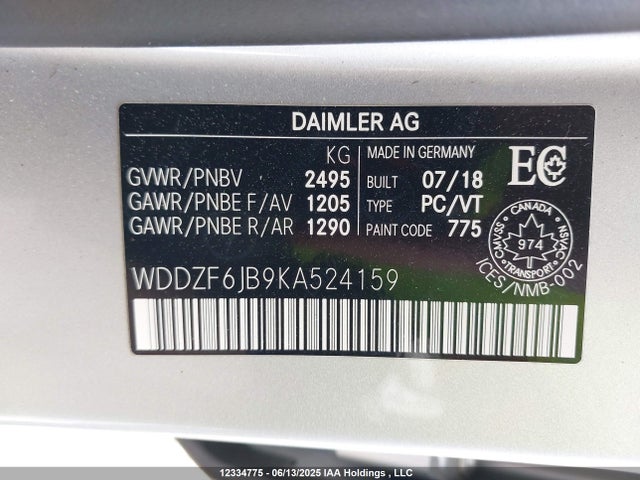 WDDZF6JB9KA524159 Mercedes-Benz E 450 4matic