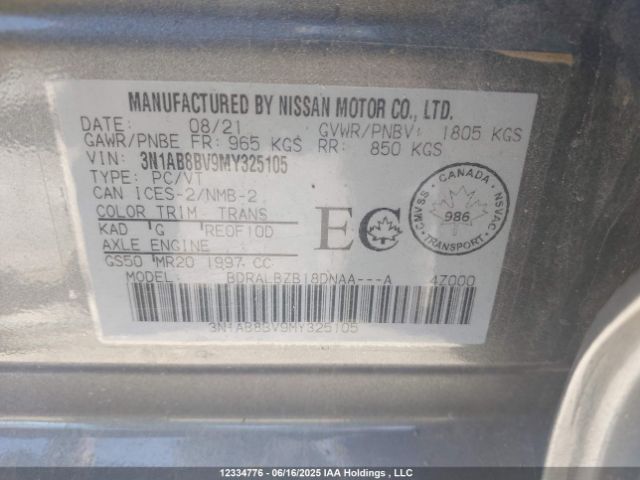 3N1AB8BV9MY325105 Nissan Sentra