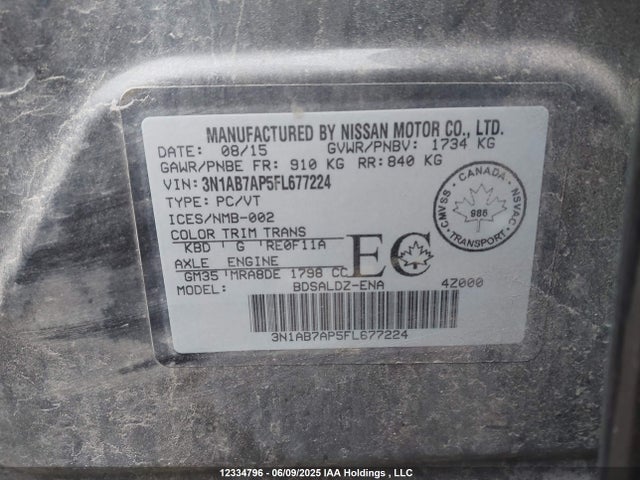 3N1AB7AP5FL677224 Nissan 2015