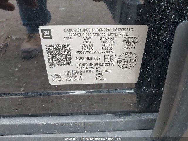 1GNEVHKW9KJ123629 Chevrolet lfy - spark ignited direct injection, atss, gen 1