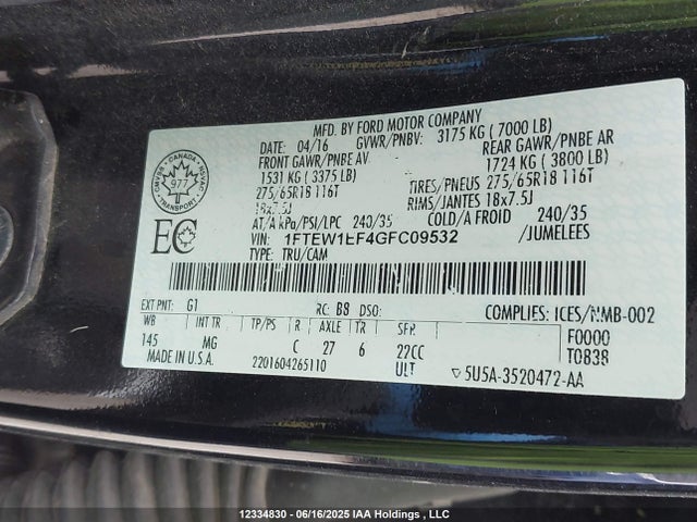 Ford F-150 2016 1FTEW1EF4GFC09532 Image 9