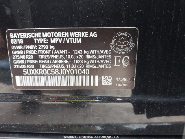 5UXKR0C58J0Y01040 BMW X5