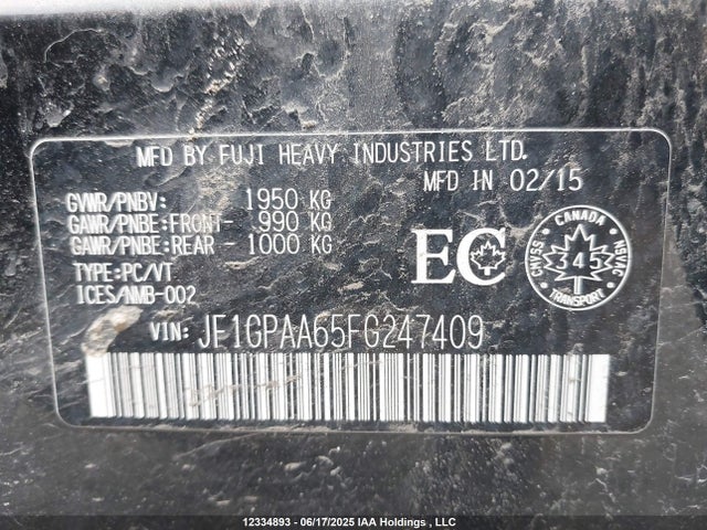 JF1GPAA65FG247409 Subaru 2.0l na