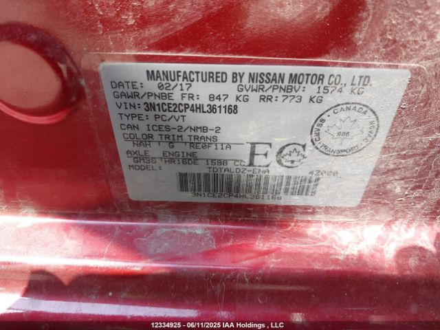 3N1CE2CP4HL361168 Nissan 2017