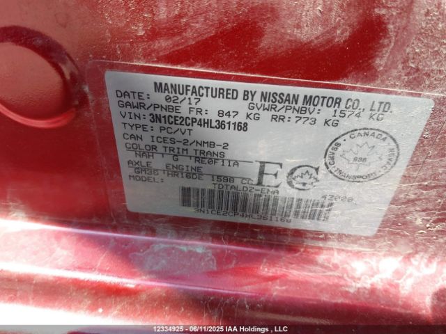 3N1CE2CP4HL361168 Nissan 2017