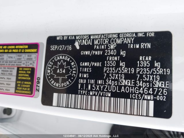 5XYZUDLA0HG464726 Hyundai t-gdi theta ii
