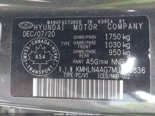 KMHLN4AG7MU115836 Hyundai mpi nu pe