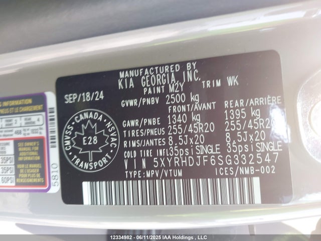 5XYRHDJF6SG332547 KIA Sorento 2.5t Ex/2.5t X-line