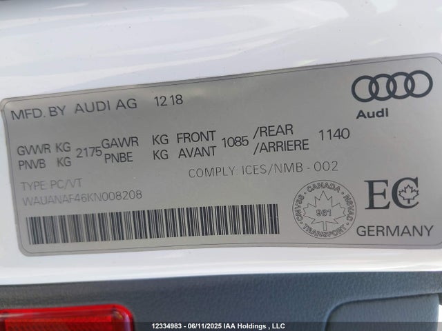 WAUANAF46KN008208 Audi S4