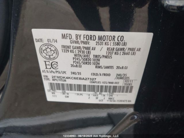 2FMDK4KC6EBA27327 Ford Edge
