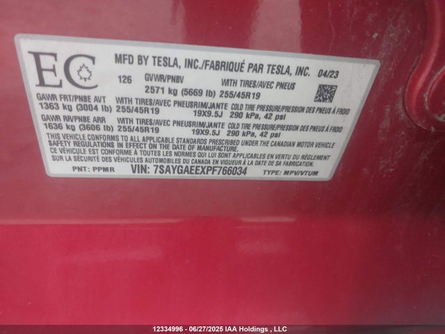 7SAYGAEEXPF766034 Tesla 2023