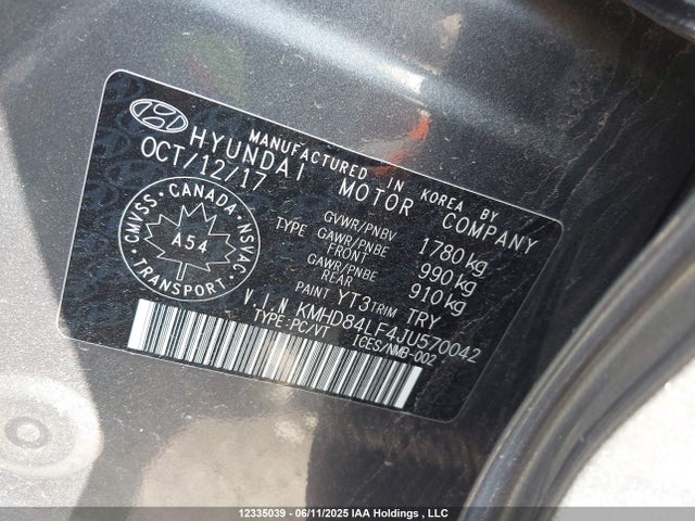 KMHD84LF4JU570042 Hyundai mpi nu