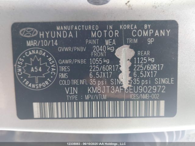 KM8JT3AF6EU902972 Hyundai gdi nu