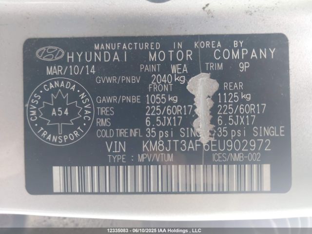KM8JT3AF6EU902972 Hyundai gdi nu