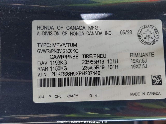 2HKRS6H9XPH207449 Honda lfc3