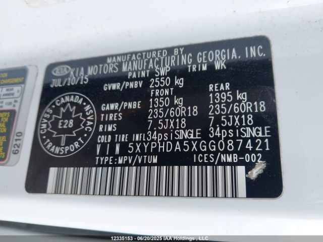5XYPHDA5XGG087421 KIA dohc gdi lambda ii