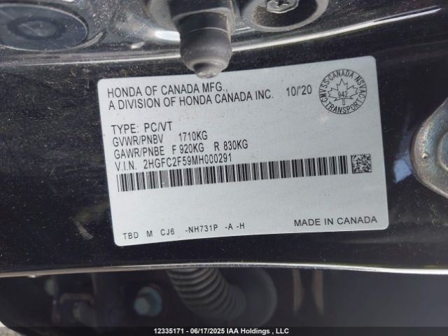 2HGFC2F59MH000291 Honda k20c2