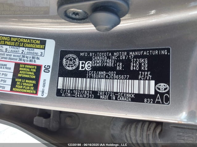 2T1BURHE4JC965677 Toyota 2zr-fe