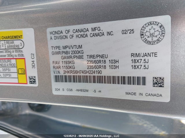 2HKRS6H74SH224190 Honda lfc3