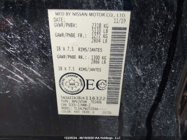 5N1AZ2AJ8LN116322 Nissan Murano