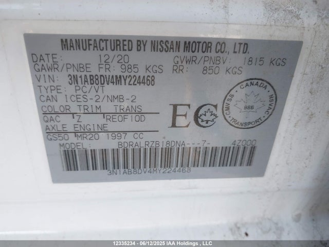 3N1AB8DV4MY224468 Nissan Sentra