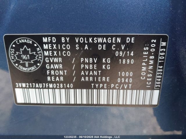 3VW217AU7FM028140 Volkswagen Golf 1.8 Tsi Comfortline/1.8 Tsi Highline/1.8 Tsi Trendline