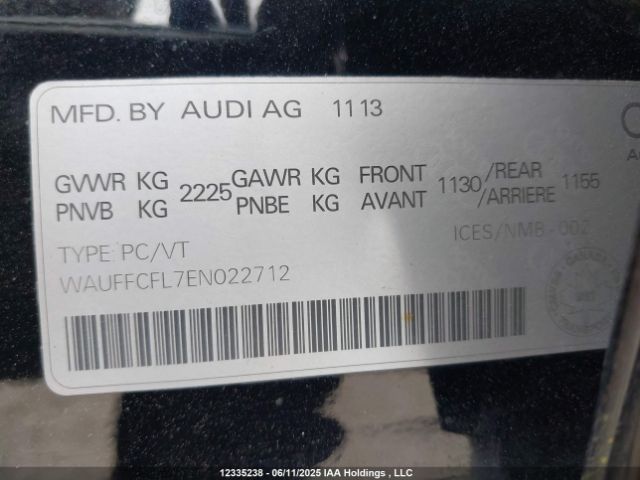 WAUFFCFL7EN022712 Audi flex fuel engine