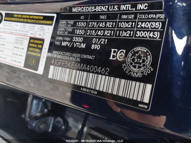 4JGFF5KE6MA400462 Mercedes-Benz m256