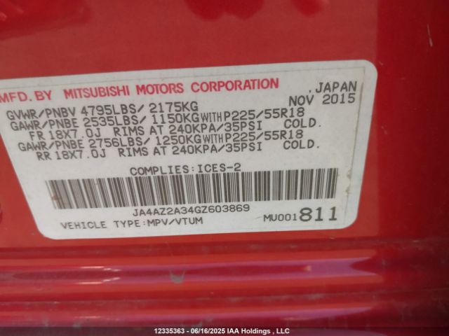 JA4AZ2A34GZ603869 Mitsubishi Outlander Es