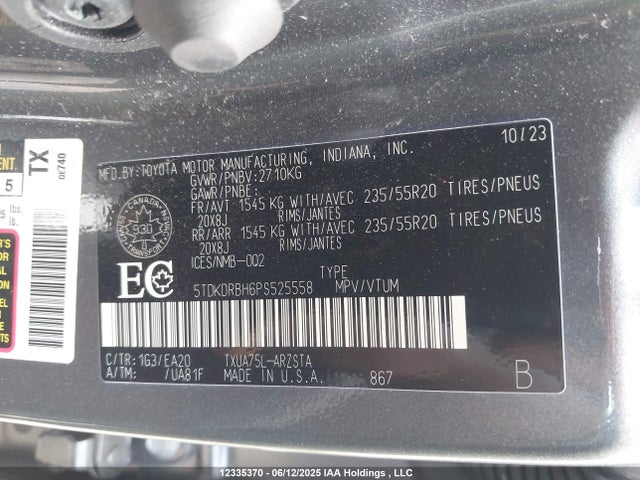 5TDKDRBH6PS525558 Toyota t24a-fts