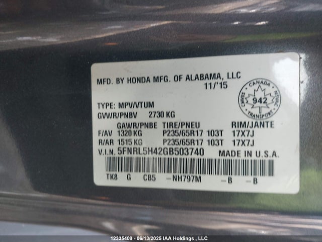 5FNRL5H42GB503740 Honda j35z8