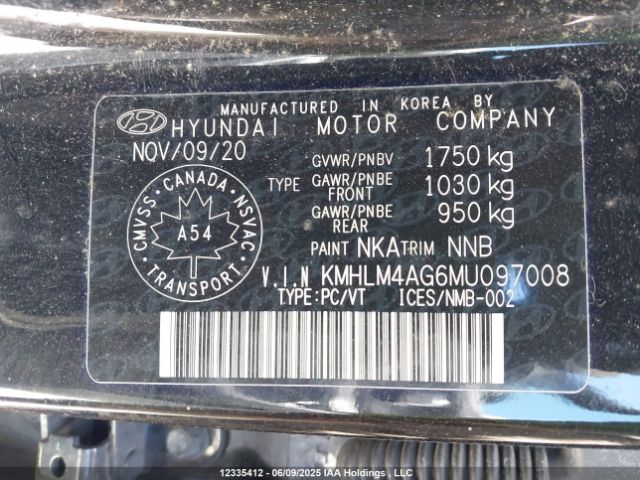 KMHLM4AG6MU097008 Hyundai ELANTRA SEL