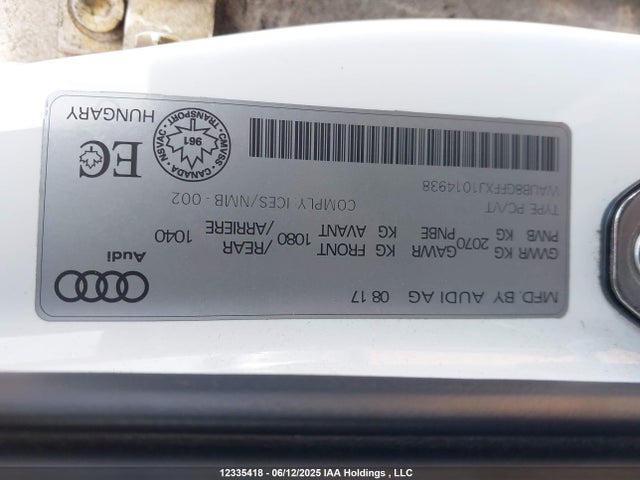 WAUB8GFFXJ1014938 Audi 2.0 tfsi